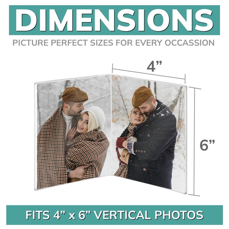 pbf PHOTO BOOTH FRAMES pbf 4x6 Double Picture Frame | 4 x 6 Acrylic Sign Holder | Vertical Self Standing Sign Holder | Acrylic Stands for Display | Clear Picture Frame, Menu Table Top Stand, Plastic Flyer Holder (6-Pack) - Image 2